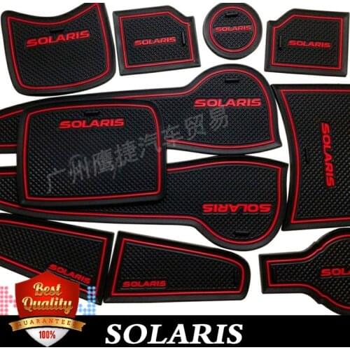 SOLARIS Car Cup Mat/Pad for Hyundai Solaris 2015-2019 Gate Slot Pad door pad luminous Non-Slip Interior door pad/cup mat