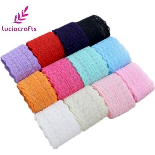 Lucia crafts 5yards/lot 45mm soft lace ribbon DIY Embroidered Net Lace Trim Fabric For Sewing Wedding Decoration R0701