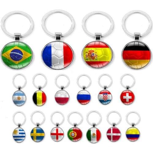 Fashion Football Top Countries National Flag Shape Keychain For Patriotism Nice Gift Keyring For Football Fans Friends Lovers