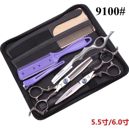 Hair Scissors Set Professional High Quality 5.5 6.0 Inch Hairdressing Scissors Cutting Thinning Barber Shop Salons Shears B9100