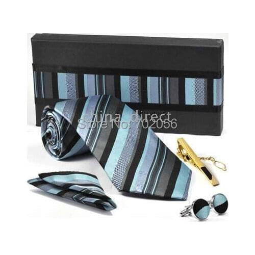 New tie set TIE+HANKY+CUFFLINKS+tiebar tie cuff link Neckties,cuff button 11ets/lot #010