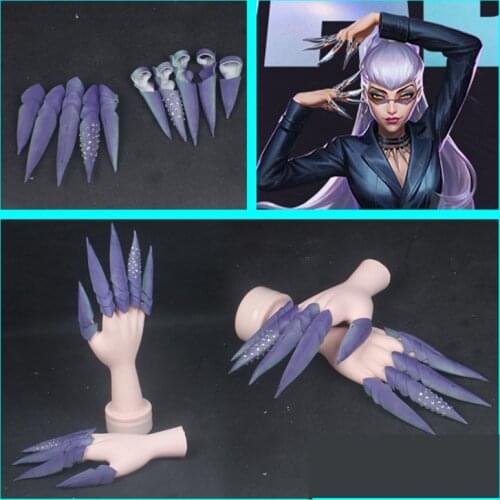 New Type KDA Evelynn Purple EVA Finger Paws Nail Paws Cosplay Accessories for Halloween Party Use 5pcs/set halloween costume