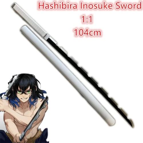 1:1 Hashibira Inosuke White Sowrd Demon Slayer Weapon Kimetsu no Yaiba Sword Cosplay Ninja Knife 104cm Weapon Prop Anime Model
