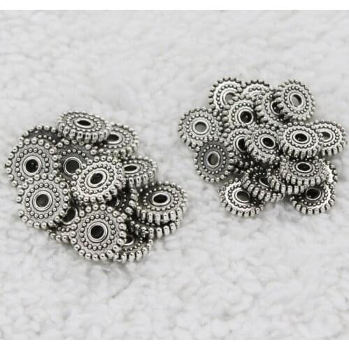 Wholesale 6mm 8mm 10mm Tibetan Silver Alloy Wheel Beads For DIY Jewelry Making Accessories Round Loose Spacer Beads 100PCS/LOT