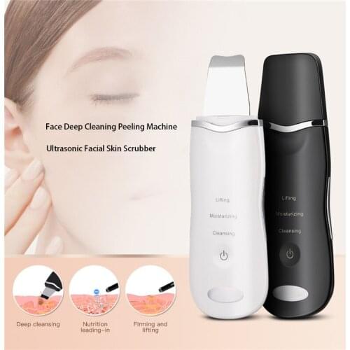 Rechargeable Ultrasonic Face Skin Scrubber Facial Cleaner Peeling Vibration Blackhead Removal Exfoliating Pore Cleaner Tool