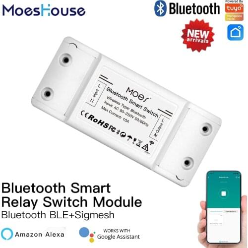 MoesHouse Bluetooth Smart Switch Relay Module Single Point Control Sigmesh Wireless Remote Control with Alexa Google Home tuya
