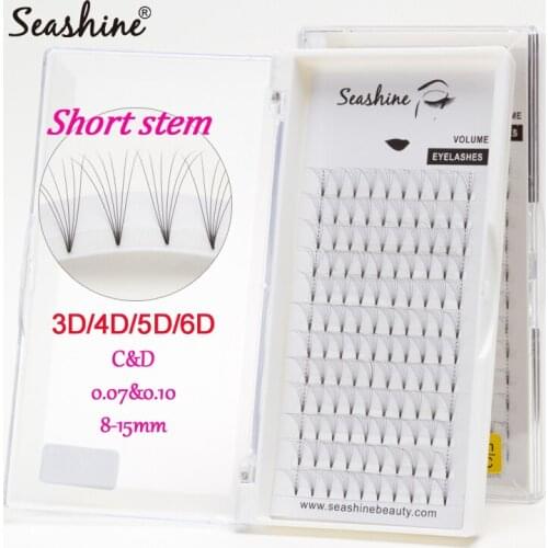 Seashine Short Stem Lashes Premade fans Lashes Russian Volume Lashes Pre made Volume fans Eyelash Extension Supplies