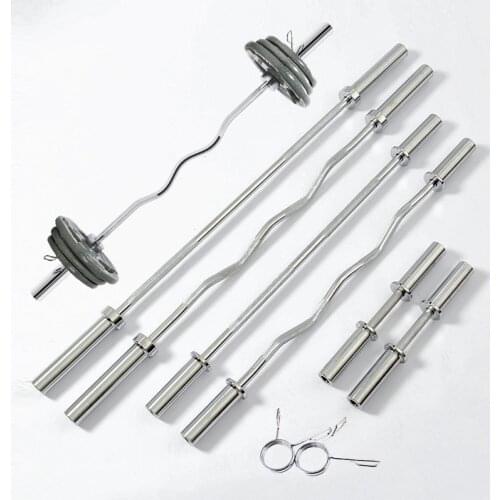 1.2M/1.5M Fitness Barbell Bar Home Solid Straight Curved Weight Lifting Workout Rod for 50mm Gym WeightLifting Dumbbells Discs F