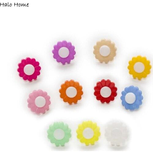 Mixed Color 50pcs Shank Sunflower Nylon Buttons Home Sewing Scrapbooking Clothing Decor Card Making DIY 15mm