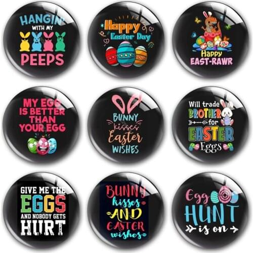 Happy Easter glass cabochon,Easter Egg Easter Bunny Egg hunt Jesus Round photo glass cabochon demo flat back Making findings