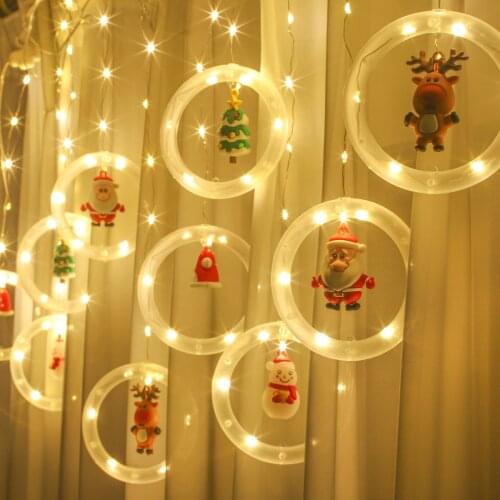 LED Fairy String Light Garland Christmas Home Decor Tree Christmas Lights Curtain Deer Santa Claus Christmas Holiday Lighting