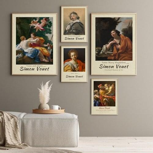 World Famous Simon Vouet Venus And Adonis Exhibition Poster Canvas Painting Print Wall Art Picture Bedroom Retro Home Decoration