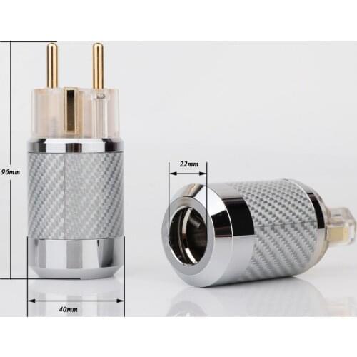 WCF2-TEG Hifi Carbon Fiber Gold Plated European standard AC Power Plug IEC Female Plug DIY Mains Power cable Adapter