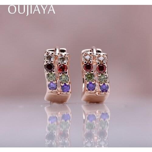 OUJIAYA Modern 585 Rose Gold Dangle Earrings Women Natural Zircon Children Drop earrings Wedding Birthday Gift Jewelry A23