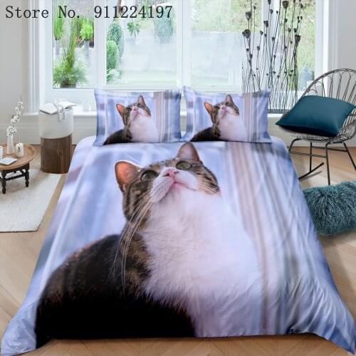 Animal Duvet Cover Set Cat And Dog Bedding Set 3d Print 3pcs Quilt Cover Single Double Queen King Size Microfiber Home Textiles