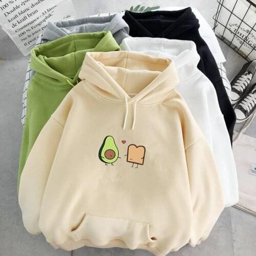 Winter Harajuku Couple Sweatshirt Cute 2020 Cartoon Avocado Print Women Hoodies Korean Fashion Streetwear Female Pullovers Coats