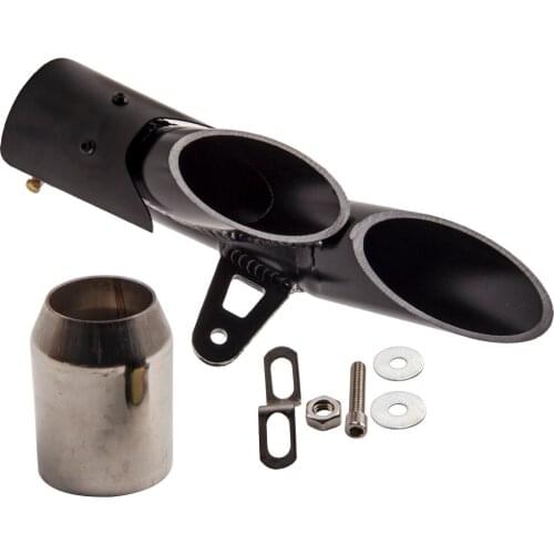 1 Set Motorcycle Two-Hole Aluminum Universal Exhaust Muffler Pipe Kit +38-51mm Clamp Black For Scooter For Street Bike