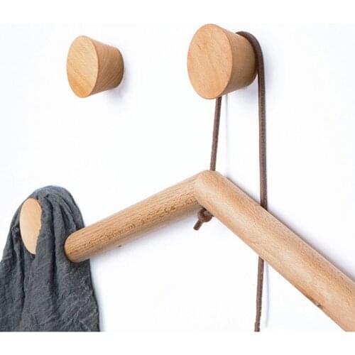 1PC 60/50mm Round Wood Hooks Clothes Coat Hooks Beech Black Walnut Wood Hat Holder Wall Key Hanger Modern Home Decoration Rack