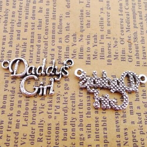 10 pieces/lot 15*28mm Daddys Girl Charm Antique silver color Metal Necklace pendant Bracelet Key chian Earring DIY jewelry