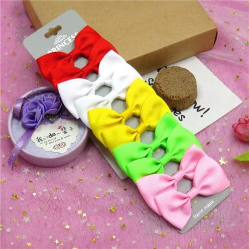 10PCS/Lot Lovely Bright MIX Color Hairpins Grosgrain Ribbon Bow Clips 2020 Korean Creativity Hair Accessories For Baby Girls NEW