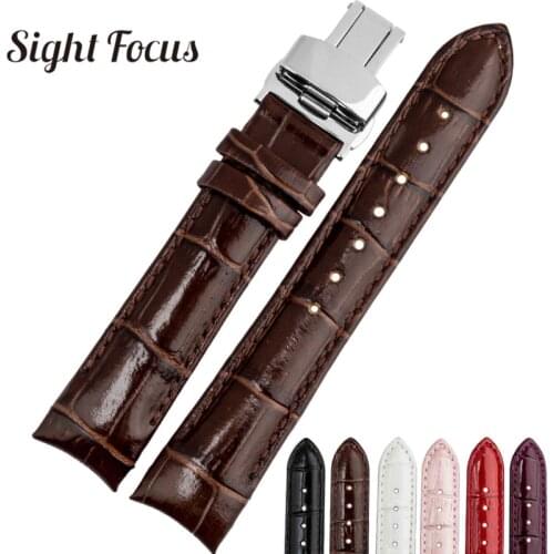 18mm Curved End Watch Band Leather for Tissot Couturier T035.207 T035.210 Strap 1853 Women Watchbands Lady Bracelet Belt Clock