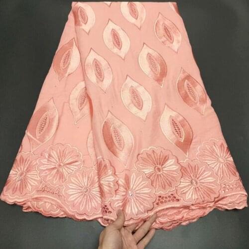 2021 High Quality African Lace Fabric Embroidery Swiss French Pure Cotton 5Yards Wedding Party Dress Guipure