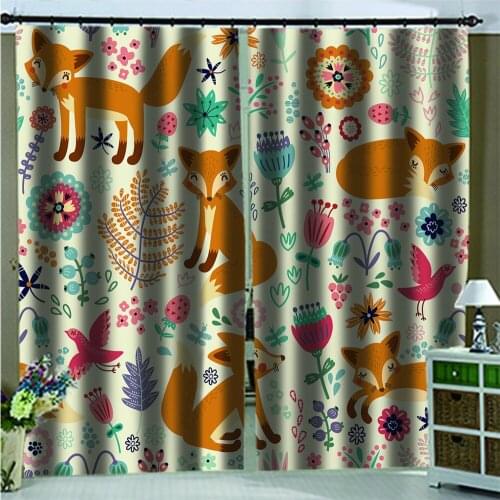 3d Curtains Blackout for Living Room Kids Bedroom Fabric Cartoon animal depicting plant painting custom curtains