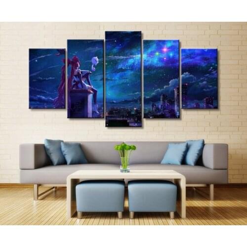 5 Panel League of Legends Jinx Game Canvas Printed Painting For Living Wall Art Home Decor HD Picture Artwork Modern Poster