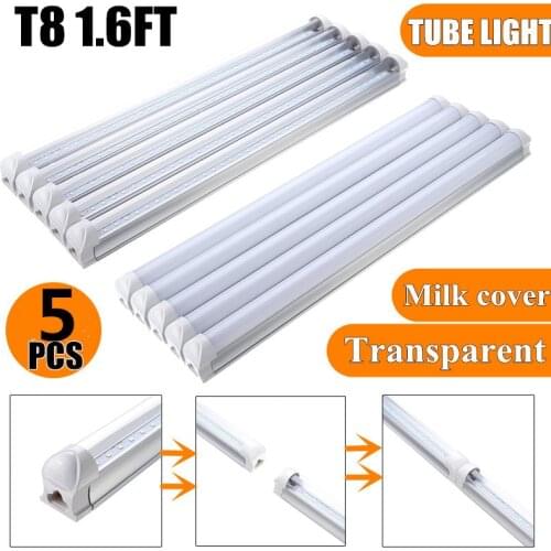 5PCS/Set 1.6FT T8 LED Tubes AC85-265V 50cm T8 G13 12W SMD2835 36 LED Tube Fluorescent Light for Indoor Home Kitchen Decor