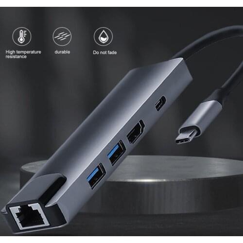 5-in-1 Type-C to USB3.0 PD Docking Station Hub Dock Adapter Converter