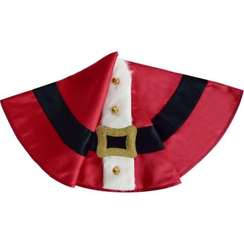 Free shipping New Design 36" Christmas Cute Santa Claus belt Applique Embroidery Christmas Tree Skirt Red Satin fabric