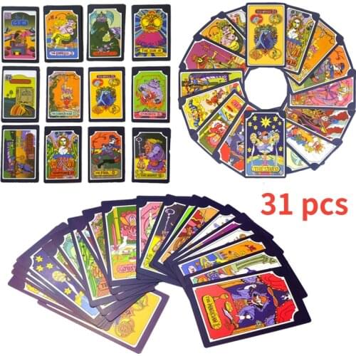 31pcs/set JoJo Bizarre Adventure Anime Tarot Card Set 22 Grand Akana + 9 Royal Gods Props Tarot Card Game Toys Gifts
