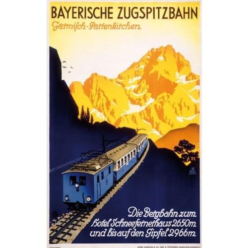 Skiing Travel Train Through Mounts Propaganda Retro Vintage Kraft Poster Decorative DIY Wall Canvas Sticker Home Bar Posters Dec
