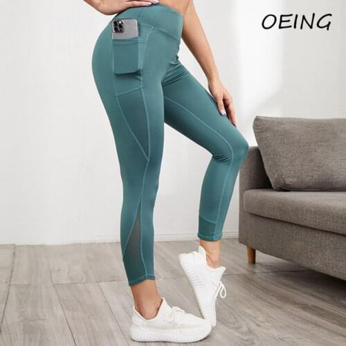 Summer Yoga Trousers Sport Leggings Women Side Pocket High Waist Stretchy Workout Pants