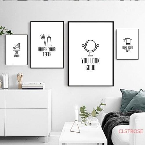 Minimalist Toilet Decoration Canvas Painting Modern Nordic Home Art Posters and Prints Bathroom Modular Wall Pictures No Frame
