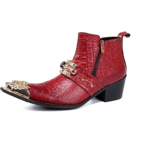 2021 Mens New Fashion Leather Cowboy Boots Men High Heels Motorcycle Boots Casual High Quality Mens Boots Zapatillas Hombre