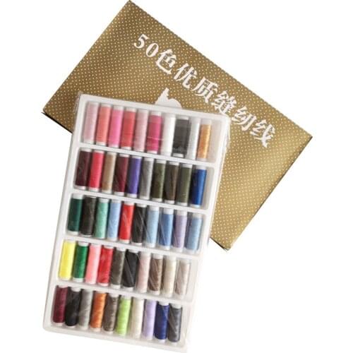 100% Polyester 402 Sewing Thread Set High Quality 50 Roll/Box Dyed Thread DIY Apparel Sewing Accessories