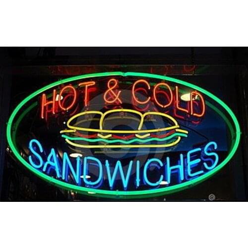 Neon Sign for Sandwich Hot Cold neon Light Beer Bar Decor club glass Handcraft Arcade Neon Lamp for Beer Bar Custom nein sign