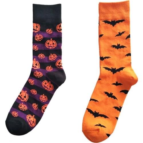 Hot Sale Bats Pumpkin Cartoon Socks Men Knee-High Socks Halloween Cosplay Cotton Crew Socks Spring Autumn Casual Socks