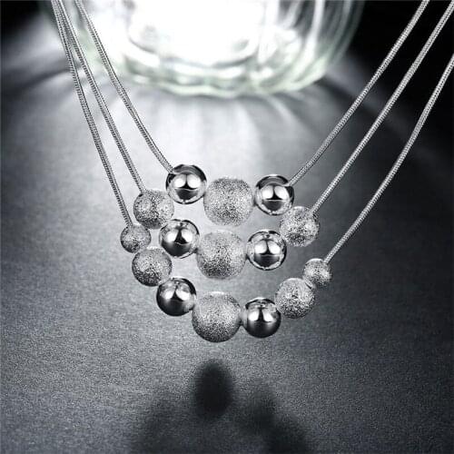 New 925 Silver Necklace Shiny And Matte Beaded Necklace Snake Shape WomenS Chain Fashion Accessories Wedding Engagement Gift