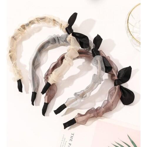 Woman Net Yarn Solid Knotted Hairband Fashion Rabbit Ear Head Hoop Hair Head Hoops Bands Accessories Headwear Girls Headbands