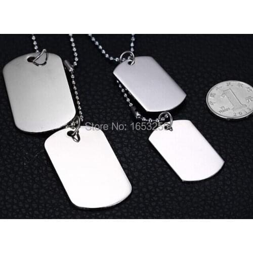 One Set Stainless Steel Amy Dog Tag Necklace Pendant Two Dog Tag for Men Boys Jewelry 24