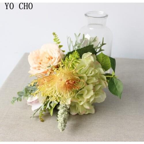 Dropshipping Artificial Flower Bouquet Decorative Fabric Flowers with Leaves Home Shop Hallway DIY Decoration