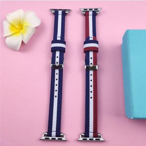 For apple watch 6 40mm 44mm band slim sports nylon strap for iwatch se 6 5 4 apple watch 3 38mm 42mm bands women girls straps