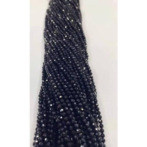 AAA natural black agate cutting surface sphere 2mm / 3mm / 4mm gem jewelry DIY boutique 38cm long