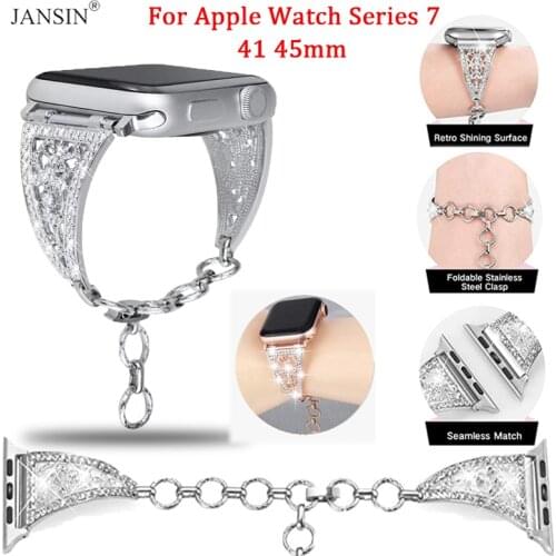 Luxury Bling Diamond Strap For Apple Watch Band Series 6 SE 5 4 3 Metal Strap Watch Bracelet For apple watch 42mm 40mm 38mm 44mm