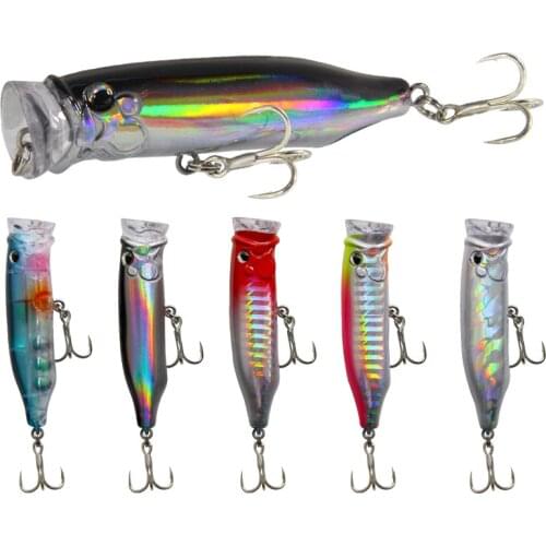 1 Pcs Popular 7cm 9.4g Popper Fishing Lure Hard Artificial Bait with 2 Treble Hooks Fishing Wobblers Crankbait Pesca Iscas