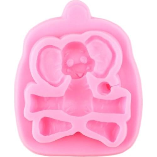 3D Cartoon Elephant Silicone Mold Baby Birthday Cupcake Topper Fondant Molds Chocolate Cake Decorating Tools Candy Resin Moulds