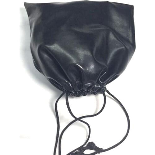 Storage bag headset storage bag leather bag earphone leather bag 19x22cm travel takeaway rope closure daily storage bag
