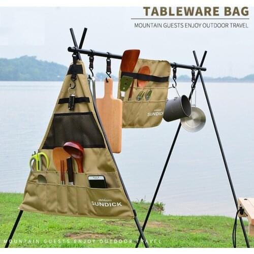 Camping Picnic Tableware Storage Bag Outdoor Portable Tableware Hanging Holder Bag Oxford Fabric Outdoor Tools Camping Equipment